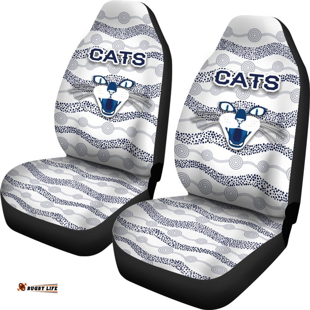 Geelong Car Seat Covers Cats Indigenous White