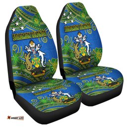 Australia South Sea Islanders Solomon Islands Symbol In Polynesian Patterns With Tropical Flowers Style Car Seat Covers