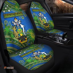 Australia South Sea Islanders Solomon Islands Symbol In Polynesian Patterns With Tropical Flowers Style Car Seat Covers