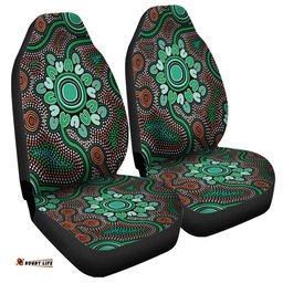 Australia Aboriginal Aboriginal Green Dot Art Inspired Car Seat Covers