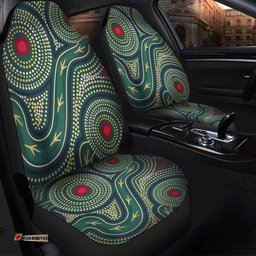 Australia Aboriginal Green Aboriginal Dot Art Style Vector Painting Car Seat Covers