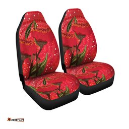 Australia Aboriginal Red Aboriginal Art With Eucalyptus Flowers Car Seat Covers