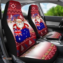 Christmas Car Seat Covers Australia Santa Claus Hold The Flag Red