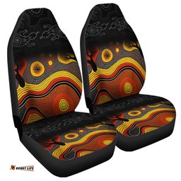 Australia Aboriginal Dreaming Trees And Goanna In Dot Pattern Car Seat Covers