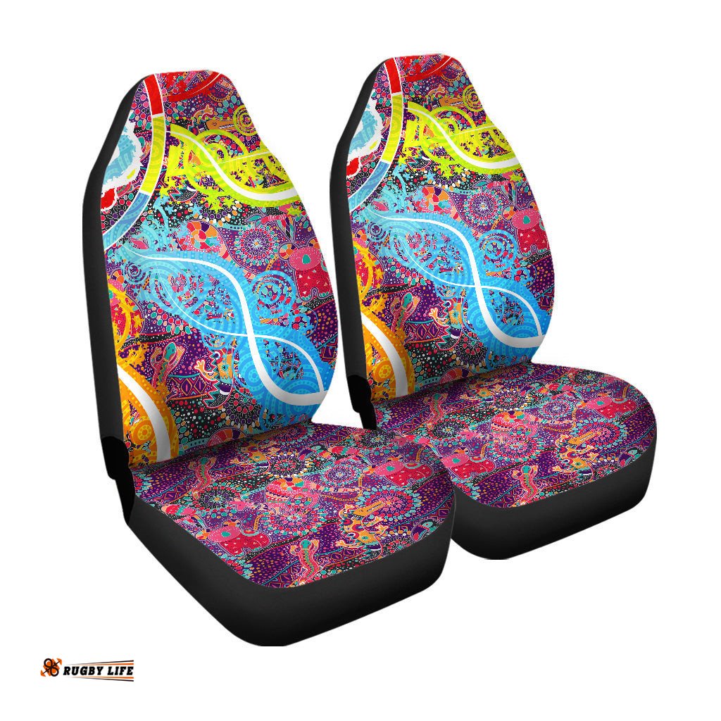 Aboriginal Art Colorful Vibes Car Seat Cover Indigenous