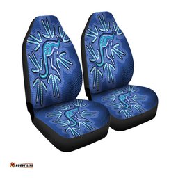 Australia Aboriginal Blue Aboriginal Style Of Dot Kangaroo Artwork Car Seat Covers