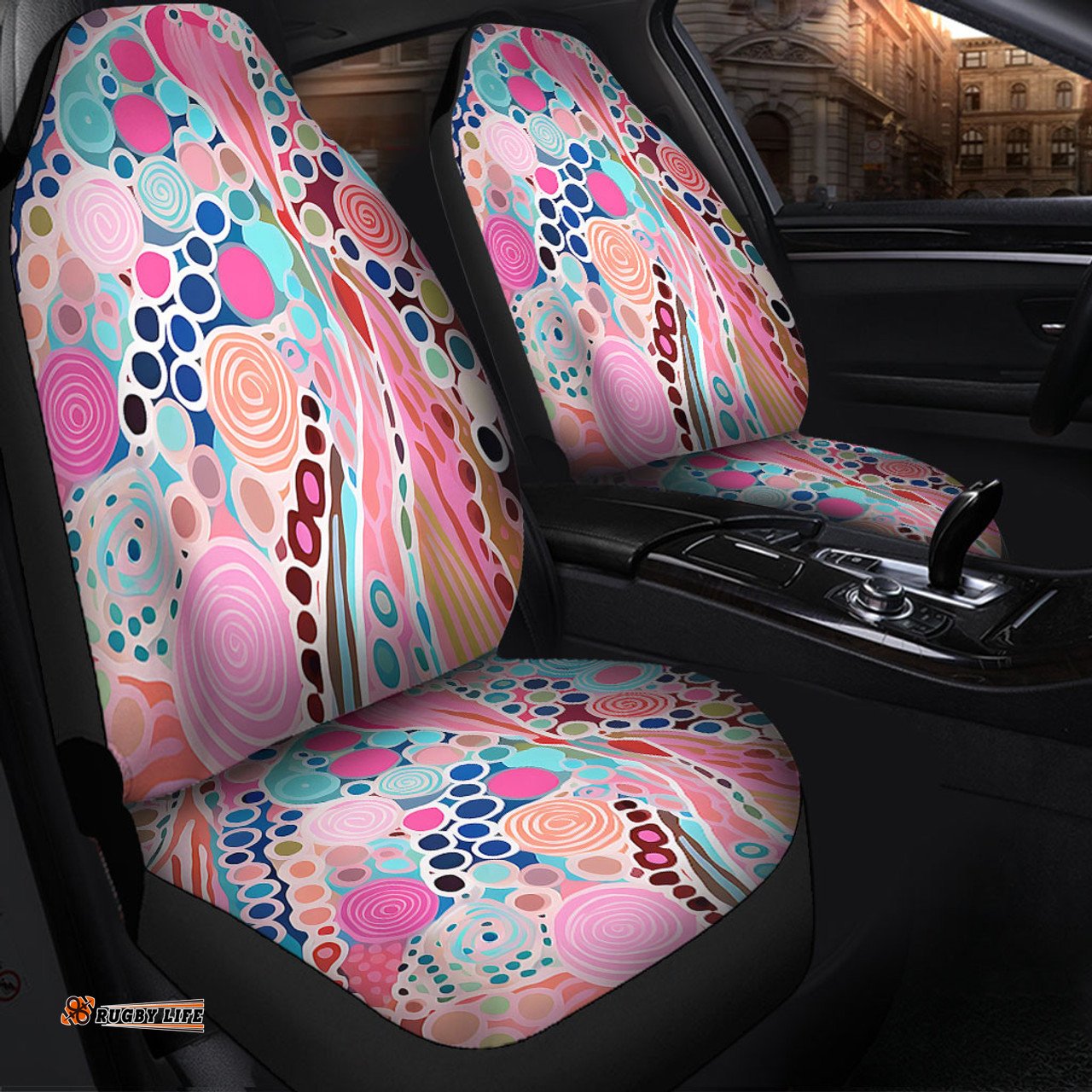 Australia Aboriginal Australian Aboriginal Art Vivid Pastel Colours Car Seat Covers
