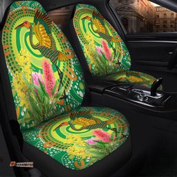 Australia Aboriginal Brolga Bird Dancing With Australia Native Flowers V2 Car Seat Covers
