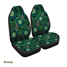 Australia Aboriginal Green Aboriginal Dot Art Background Car Seat Covers