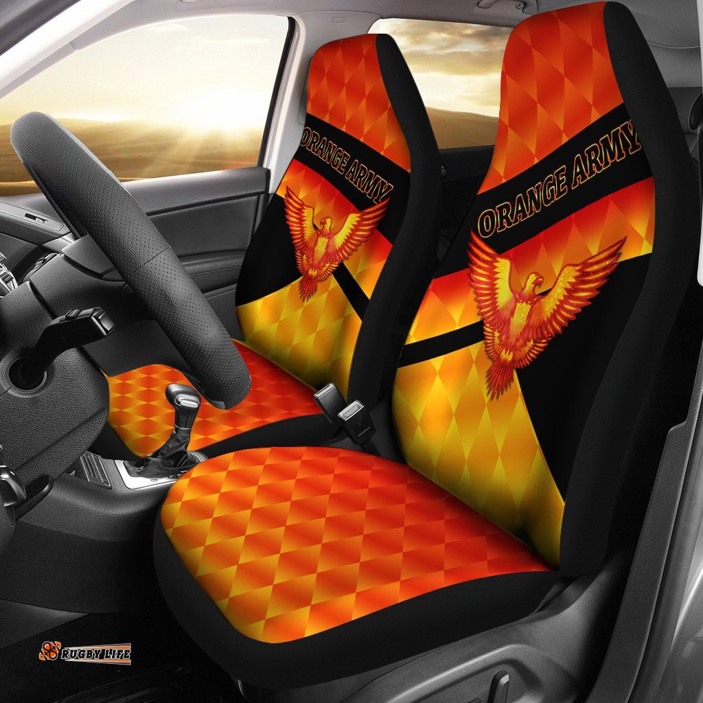 Sunrisers Hyderabad Orange Army Car Seat Covers Cricket Sporty Style 12