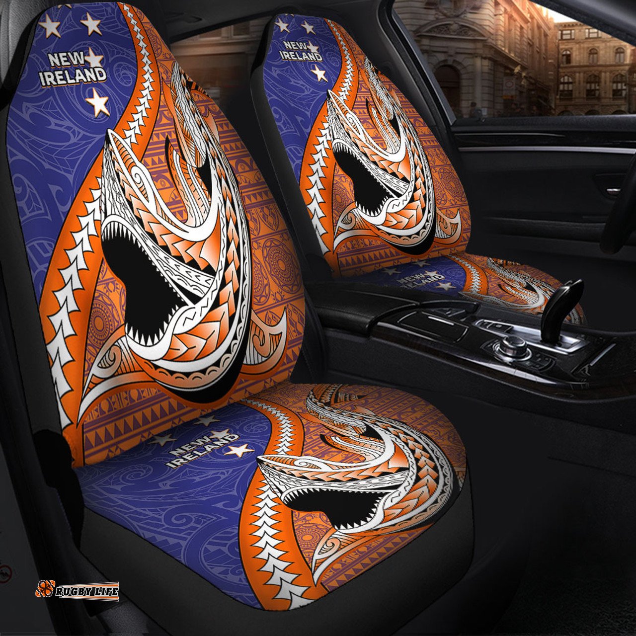 Australia South Sea Islanders New Ireland Flag With Polynesian Shark Pattern Car Seat Covers