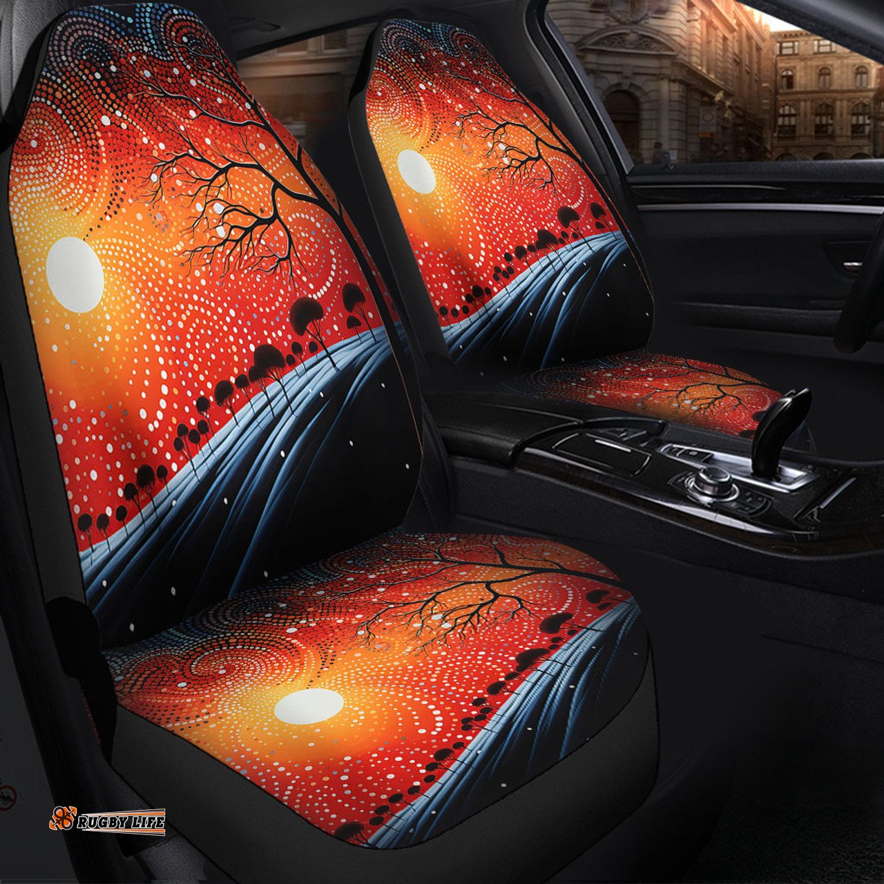 Australia Aboriginal Aboriginal Dot Painting Style Art Dreamtime Story Car Seat Covers