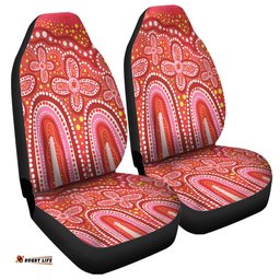 Australia Aboriginal Dot painting illustration in Aboriginal style Red Car Seat Covers