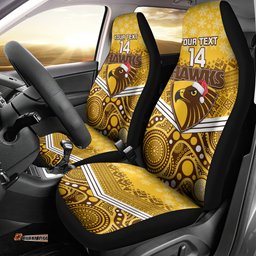 Custom Hawthorn Football Christmas Car Seat Cover Merry Xmas Mix Aboriginal Art