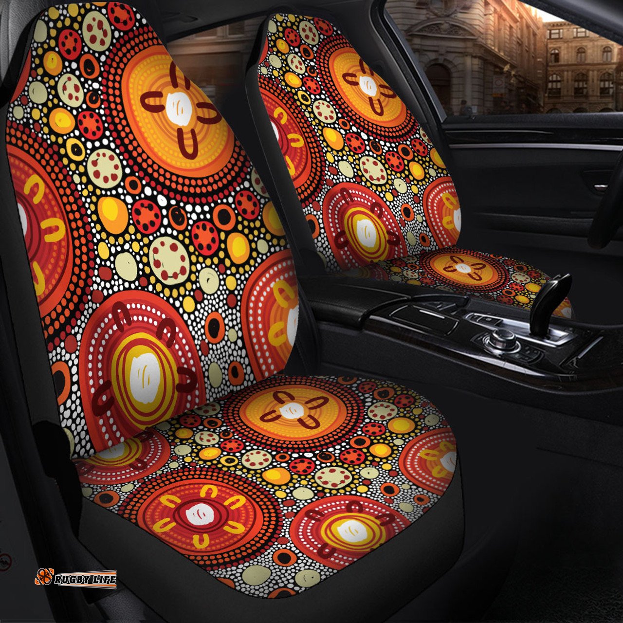 Australia Aboriginal Colorful Dot Art Inspired By Aboriginal Culture Car Seat Covers