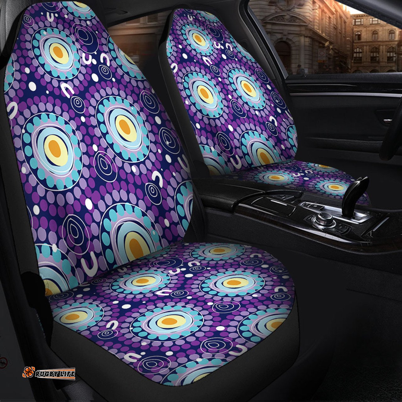 Australia Aboriginal Purple Abstract Seamless Pattern With Aboriginal Inspired Car Seat Covers