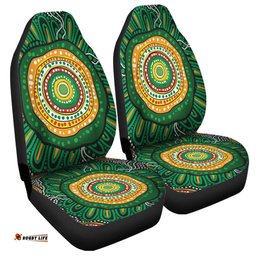 Australia Aboriginal Green Aboriginal Style Dot Painting Car Seat Covers
