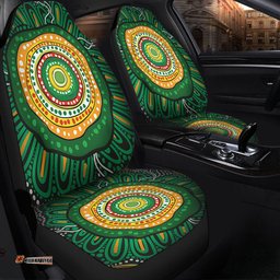 Australia Aboriginal Green Aboriginal Style Dot Painting Car Seat Covers