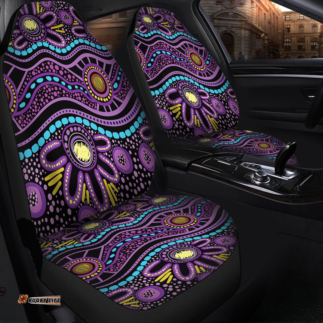 Australia Aboriginal Purple Dot In Aboriginal Style Car Seat Covers