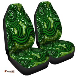 Australia Aboriginal Dot Patterns From Indigenous Australian Culture (Green) Car Seat Covers