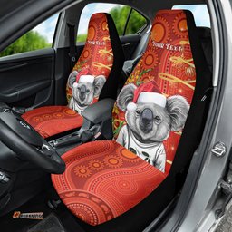 Personalised Australia Koala Christmas Car Seat Cover Aboriginal Art With Golden Wattle 08