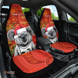 Personalised Australia Koala Christmas Car Seat Cover Aboriginal Art With Golden Wattle 08