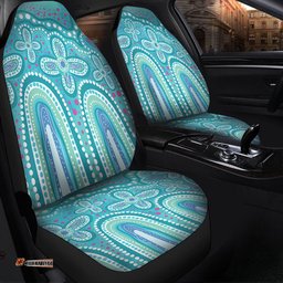 Australia Aboriginal Dot painting illustration in Aboriginal style Turquoise Car Seat Covers