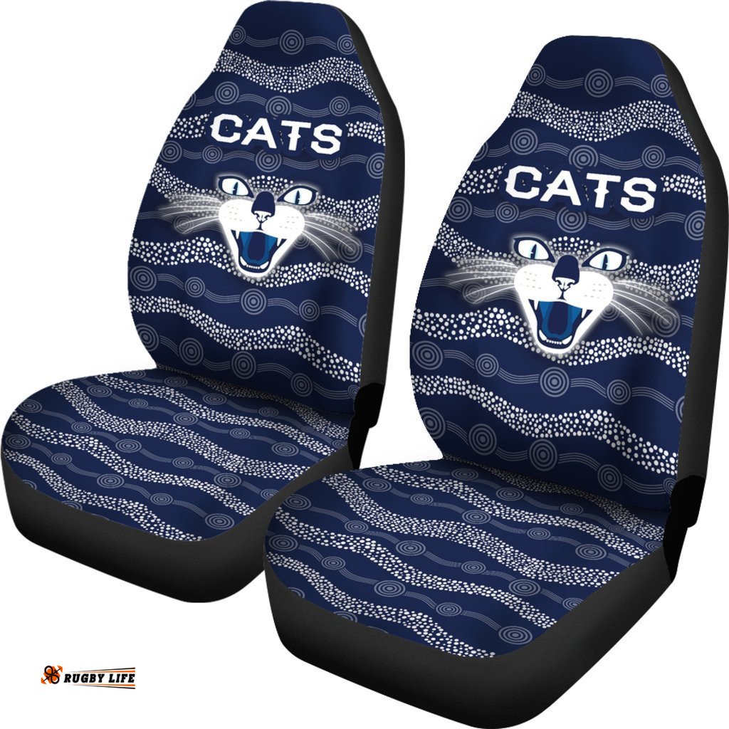 Geelong Car Seat Covers Cats Indigenous Navy
