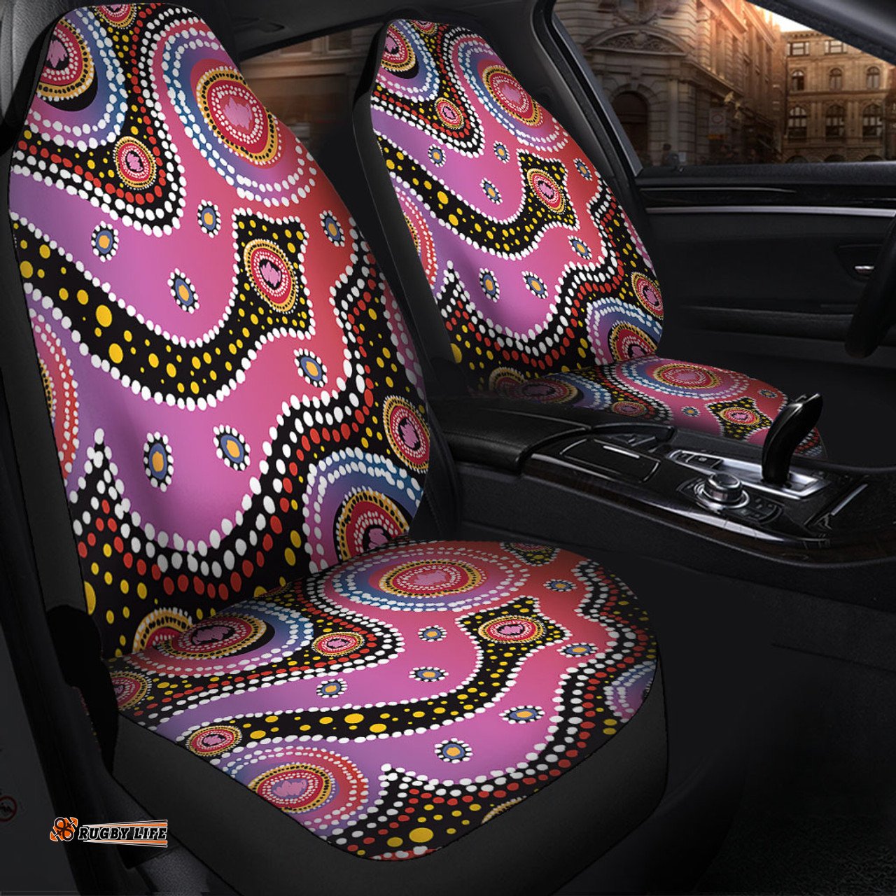 Australia Aboriginal Aboriginal Background Featuring Dot Design Car Seat Covers