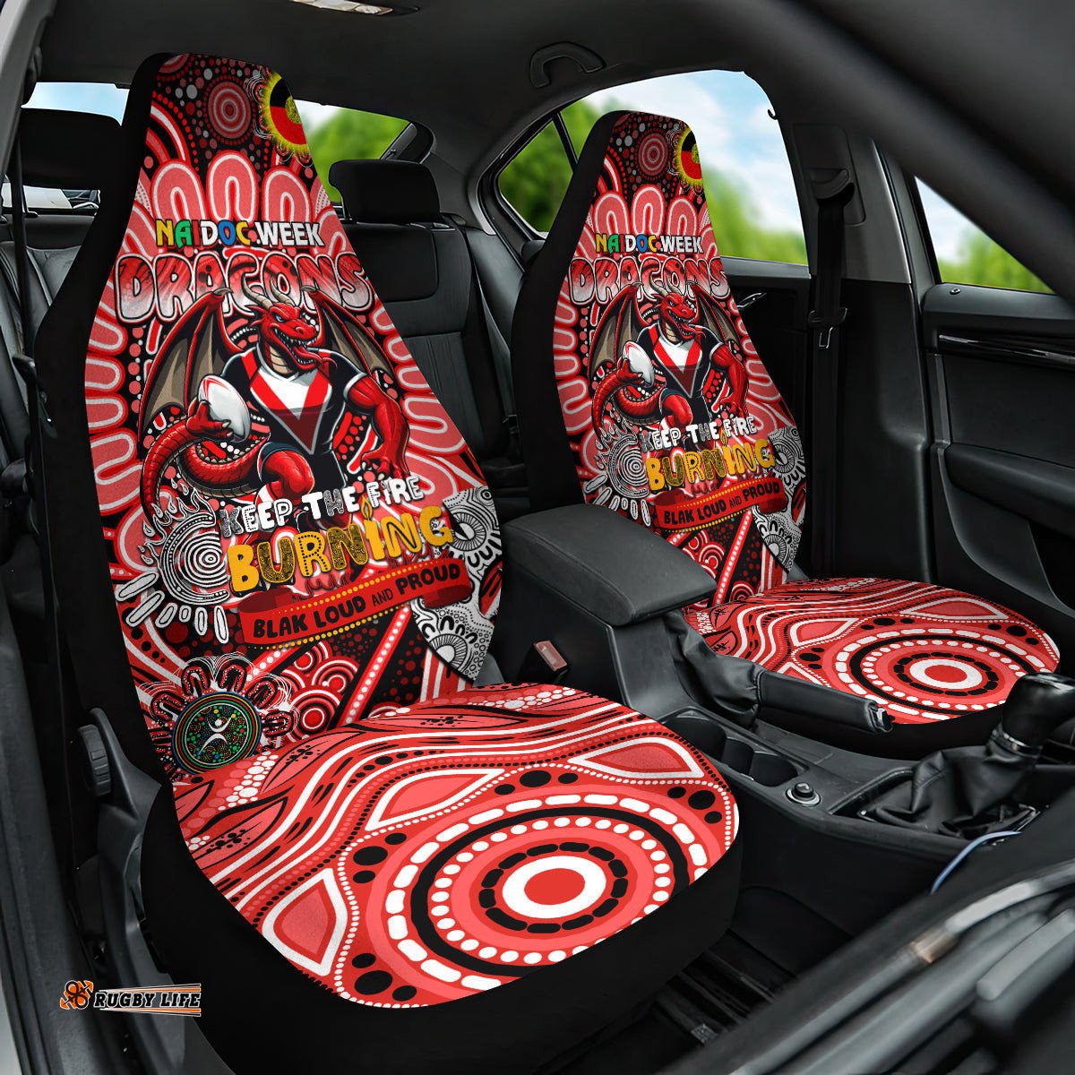 NAIDOC Week 2024 Dragons Car Seat Cover Mascot Rugby