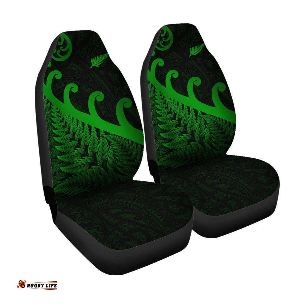 New Zealand Rugby Maori Car Seat Cover Silver Fern Koru Vibes Green