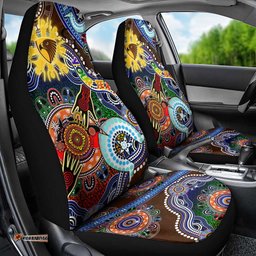 Custom NAIDOC Week 2024 Hawthorn Hawks Car Seat Cover Australia Aboriginal Dot Painting