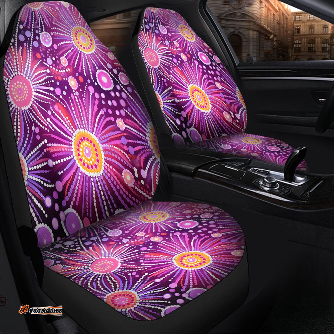 Australia Aboriginal Beautiful Aboriginal Pastel Pink Style Car Seat Covers