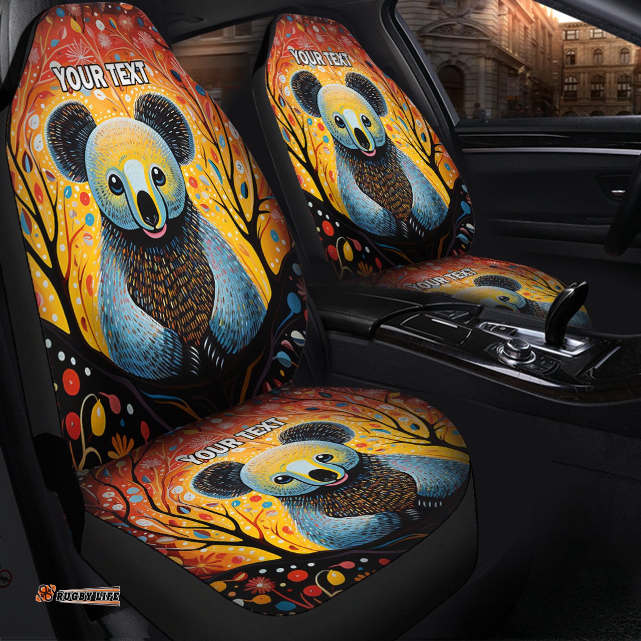 Australia Koala Custom Aboriginal Koala With Flowers Car Seat Covers