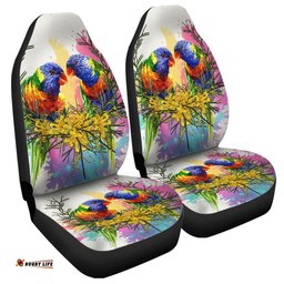Australia Rainbow Lorikeets Rainbow Lorikeets With Grevillea Flowers Car Seat Covers