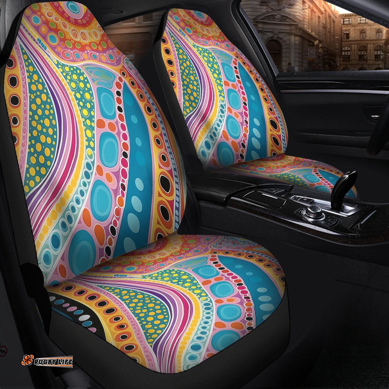 Australia Aboriginal Aboriginal Colourful Dots Art Inspired Car Seat Covers