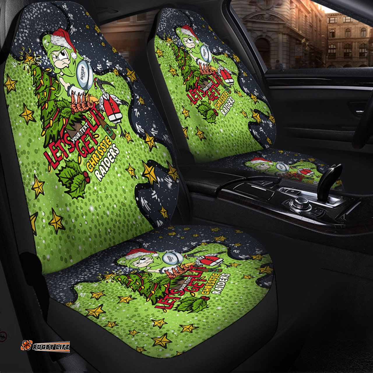 Canberra Raiders Christmas Custom Let's Get Lit Chrisse Pressie Car Seat Covers