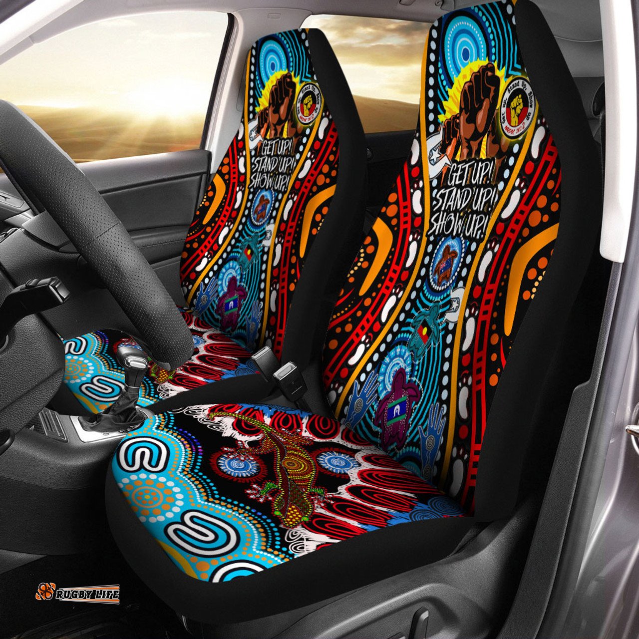 Australia Naidoc Week Custom Aboriginal Inspired and Torres Strait Islander Get Up! Stand Up! Show Up! Car Seat Covers
