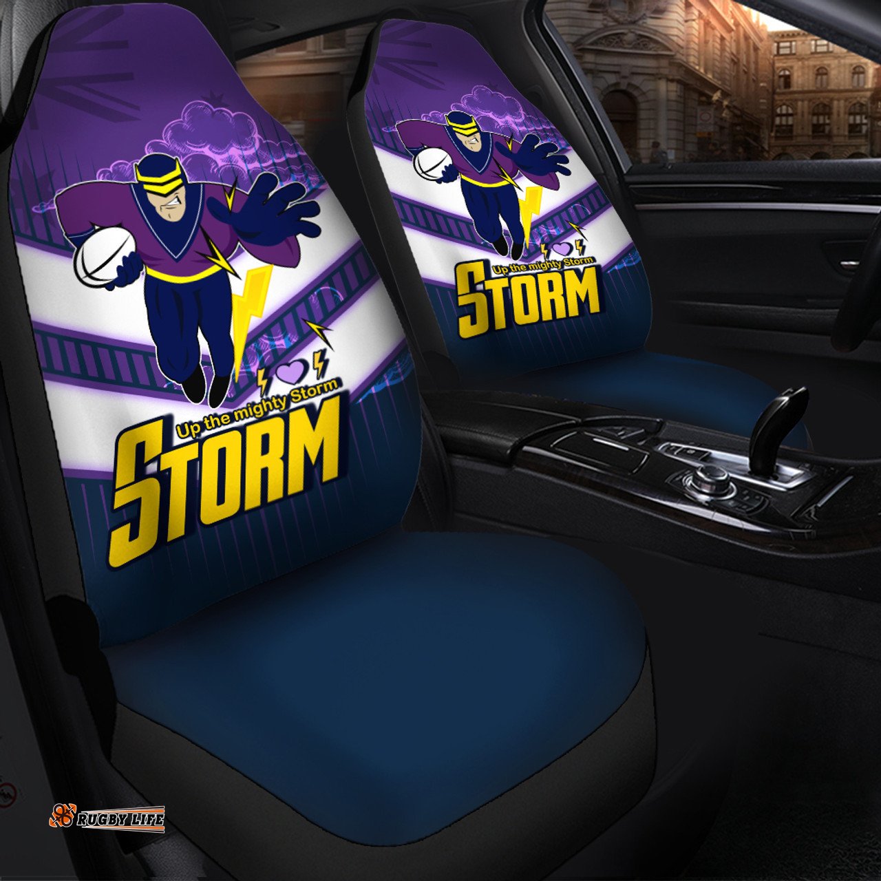 Melbourne Storm Melbourne Storm Mascot With Australia Flag Car Seat Covers