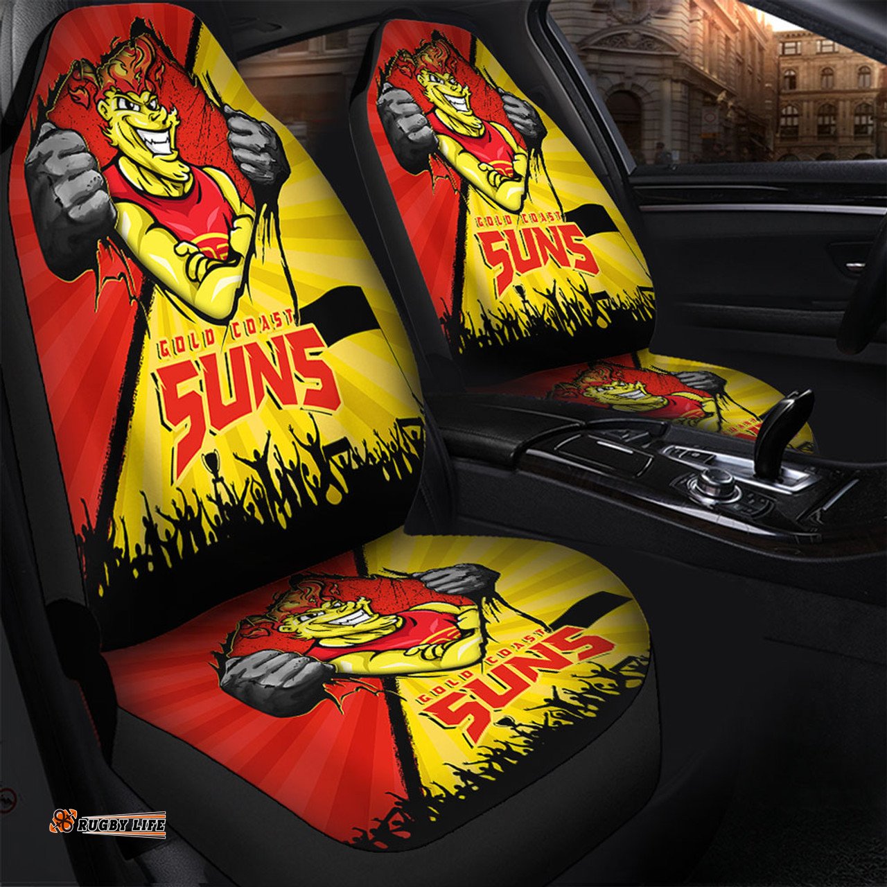 Gold Coast SUNS Breaking Through Fan Design Car Seat Covers