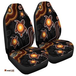 Australia Aboriginal Turtle Dreaming Journey Featuring Dot Art Orange Car Seat Covers