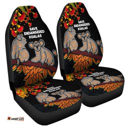 Australia Koala Aboriginal Save Endangered Koalas Red Bottle Brush Flower Car Seat Covers