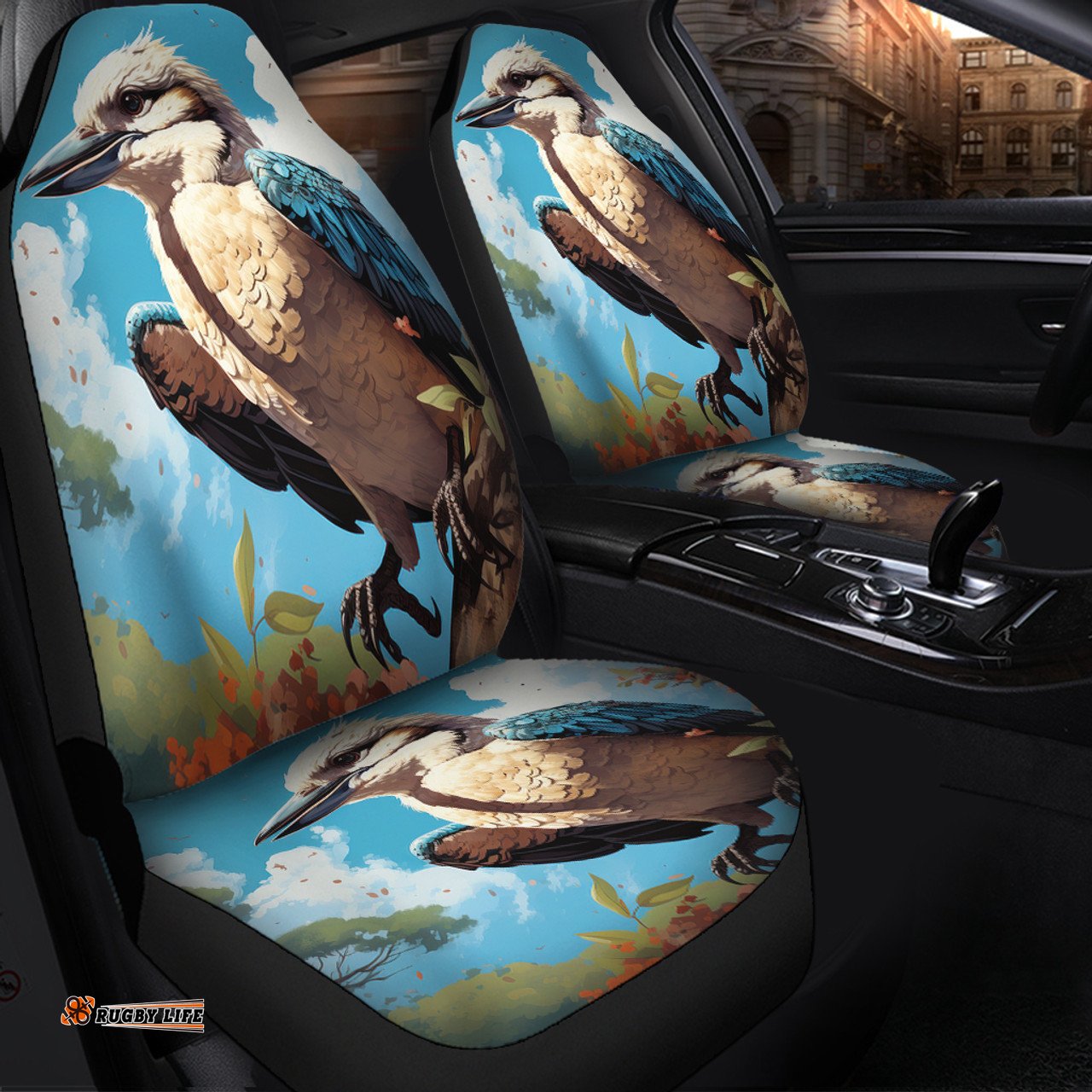 Australia Kookaburra Kookaburra Blue Background Car Seat Covers