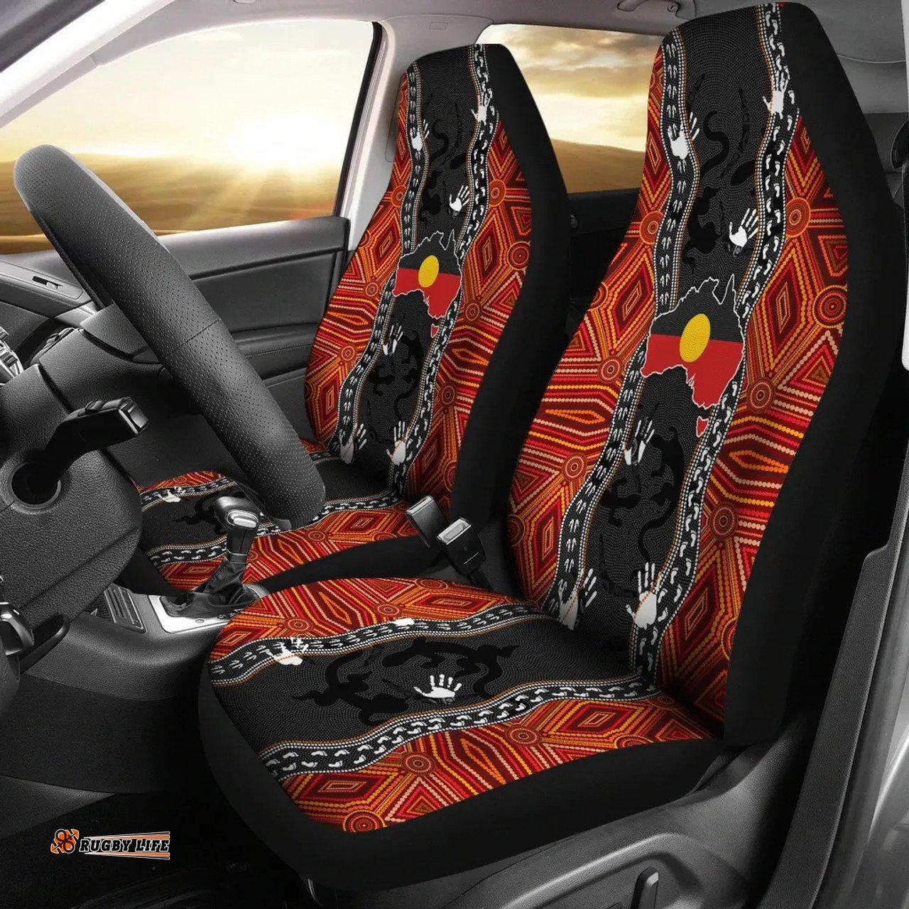 Australia Aboriginal Inspired Australia Indigenous Map Car Seat Covers