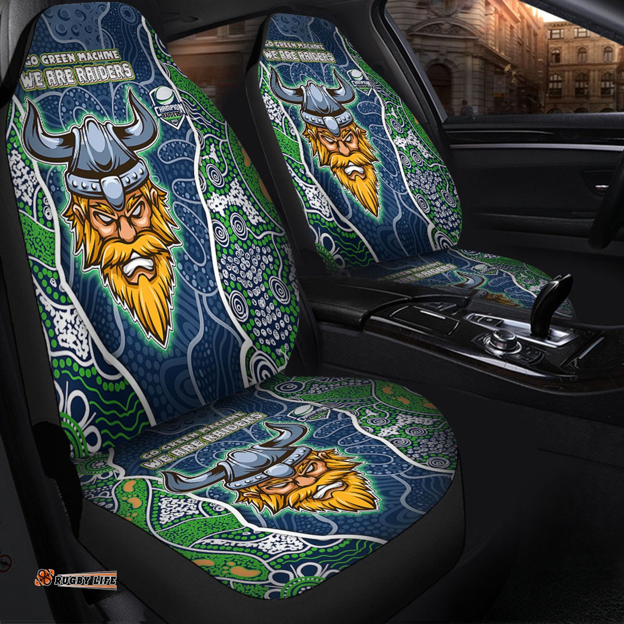 Canberra Raiders Grand Final Custom Custom Raiders Contemporary Style Of Aboriginal Painting Car Seat Covers