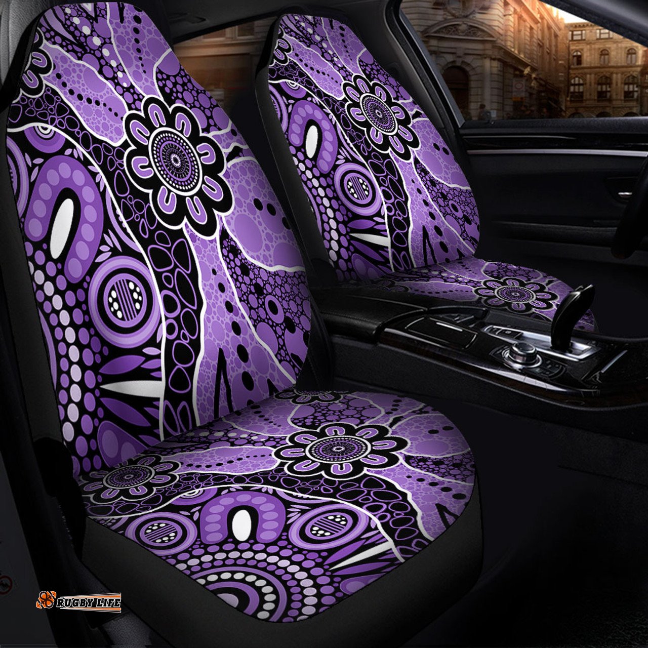 Australia Aboriginal Design Art Color Purple Car Seat Covers