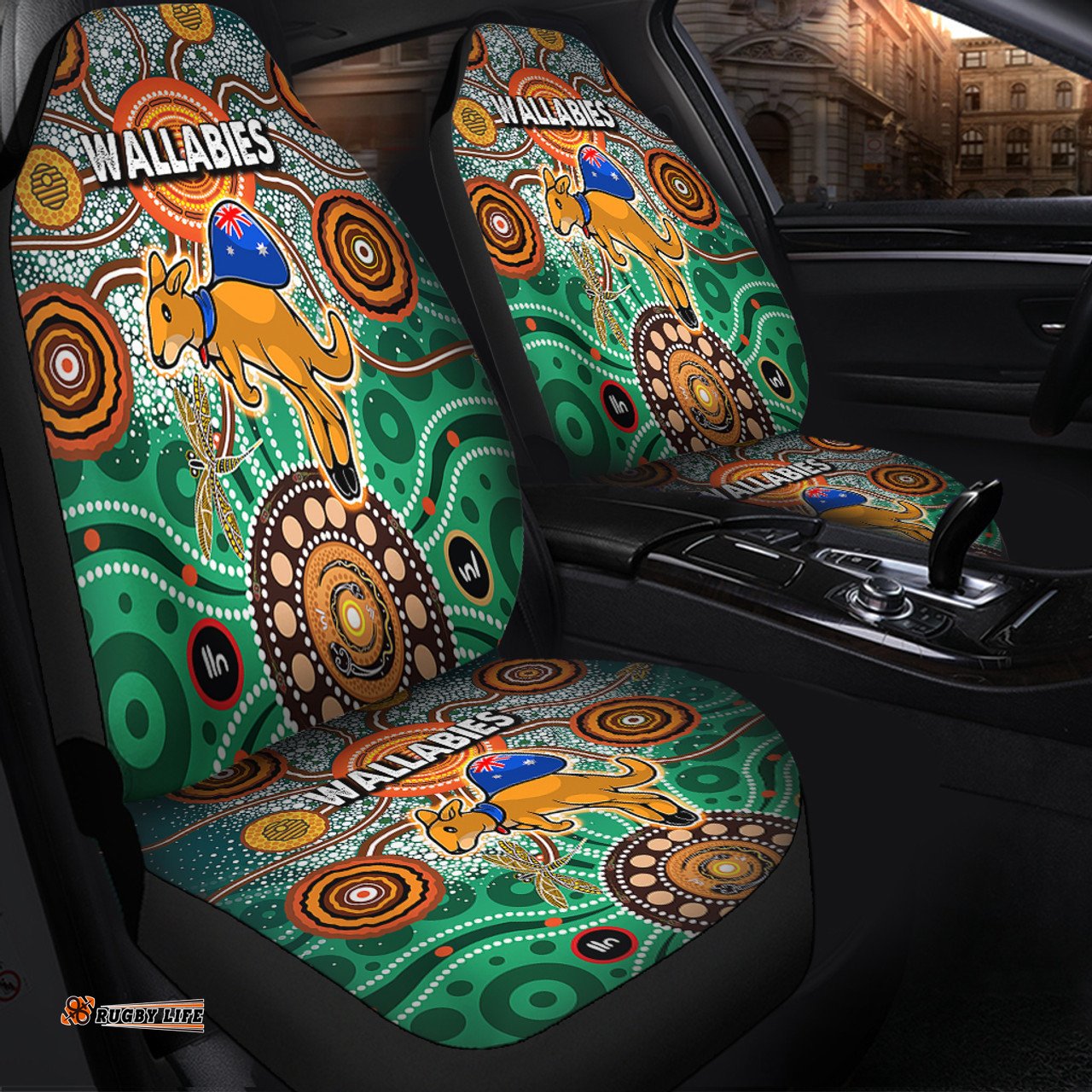 Australia Aboriginal Custom Dragonfly Flies Into Beehive And Snake Circle 2 Car Seat Covers