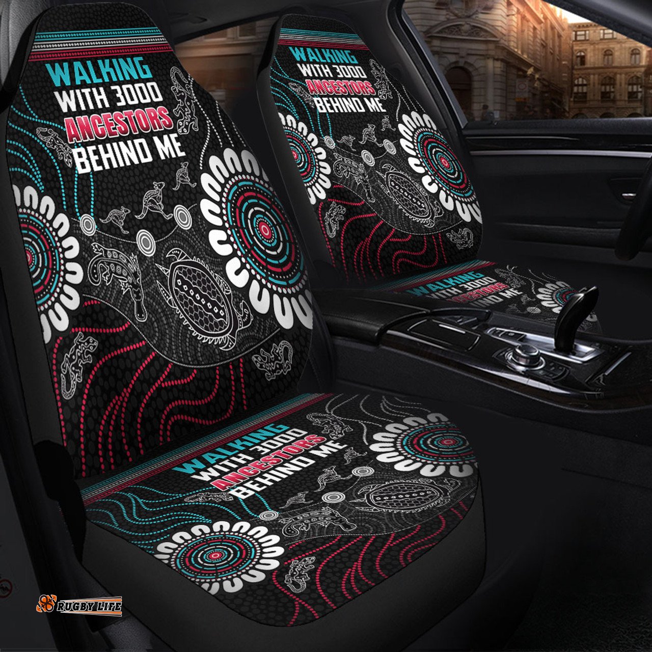 Australia Aboriginal Walking with 3000 Ancestors Behind Me Black Car Seat Covers