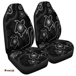 Australia Aboriginal Turtle Dreaming Journey Featuring Dot Art Black Car Seat Covers