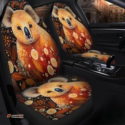 Australia Koala Custom Aboriginal Koala With Golden Wattle Flowers Car Seat Covers